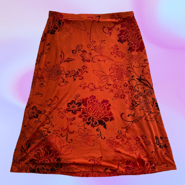 Vintage 90's Orange Micromesh Midi Skirt