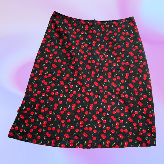 Vintage 90's Cherry Print Midi Skirt