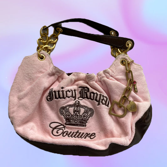Vintage Y2K Juicy Couture Pink and Brown Shoulder Bag
