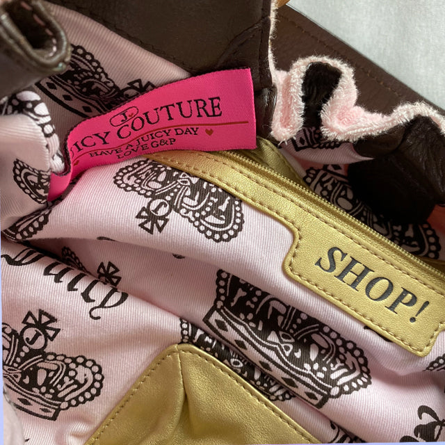 Vintage Y2K Juicy Couture Pink and Brown Shoulder Bag