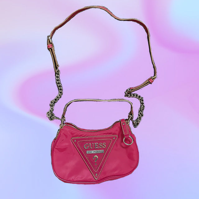 Vintage Y2K Guess Red Nylon Convertible Shoulder Bag