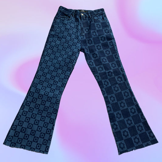 Vintage Jaded London Flower Print Retro Flare Jeans
