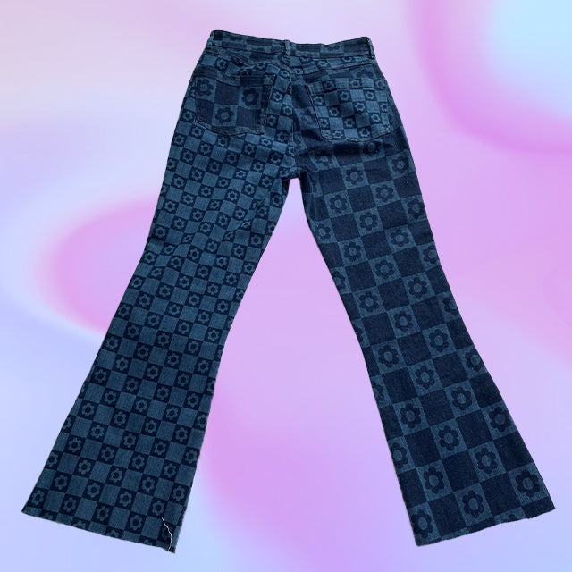 Vintage Jaded London Flower Print Retro Flare Jeans