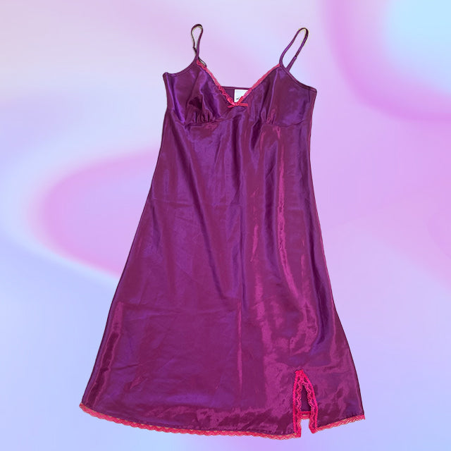 Vintage Y2K Purple Silky Midi Slip Dress