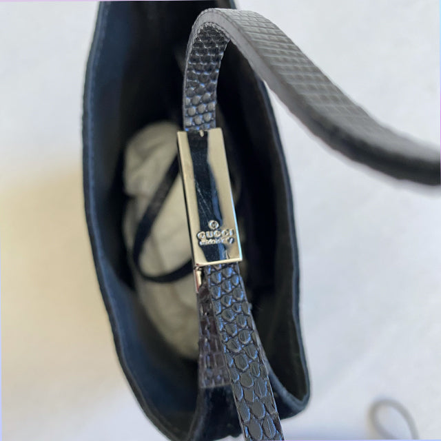 Vintage Gucci Black Velvet Shoulder Bucket Bag
