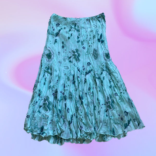 Vintage 90's Light Turquoise Midi Skirt
