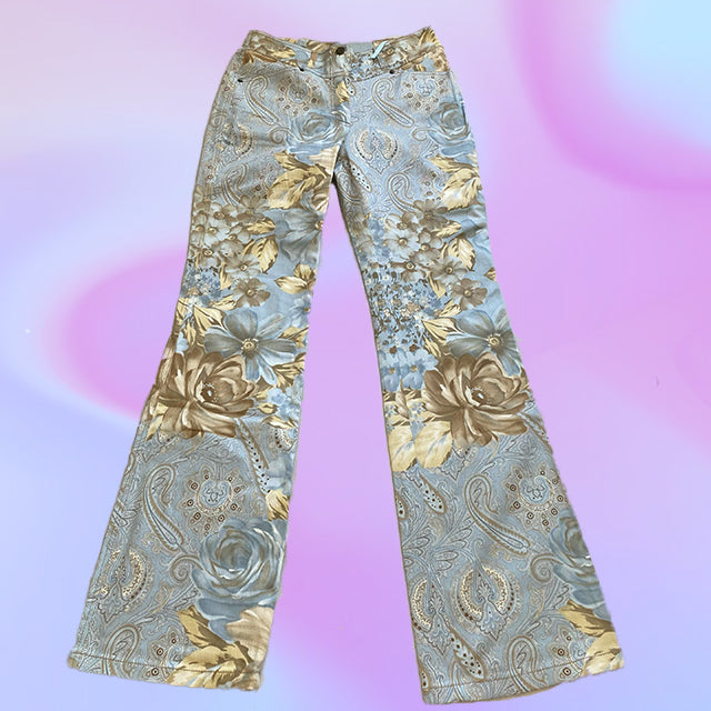 Vintage 90's Paisley Print Flare Jeans