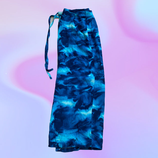 Vintage 90's Blue Tie Dye Maxi Wrap Skirt