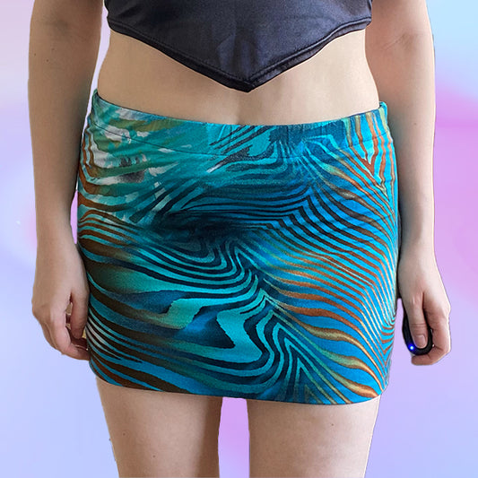 Vintage Y2K Groovy Print Mini Skirt
