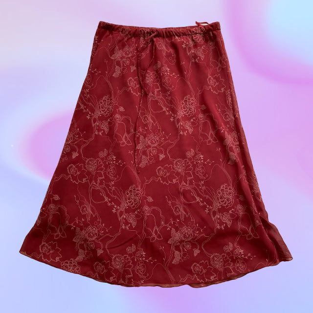 Vintage 90's Red Midi Skirt