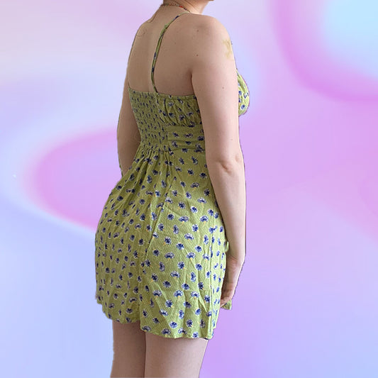 Vintage 90's Style Green Floral Dress