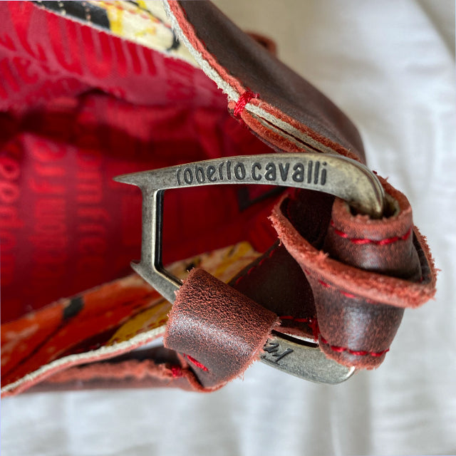Vintage 90's Roberto Cavalli Freedom Burgundy Shoulder Bag