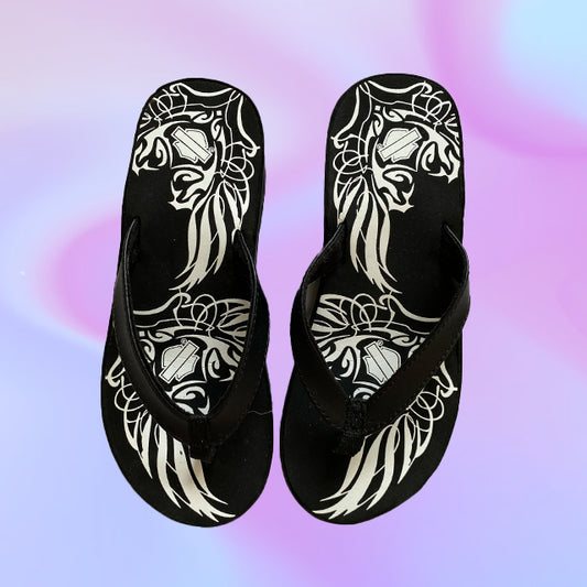 Vintage Y2K Harley Davidson Platform Flip Flops (37)