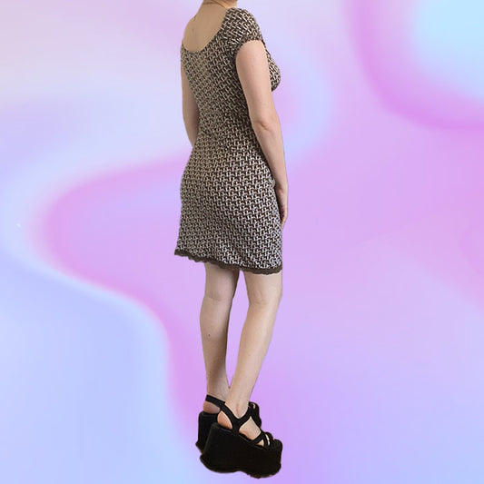 Vintage 90's Liu Jo Monogram Mesh Dress