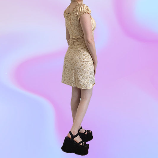 Vintage 90's Yellow Floral Princess Dress