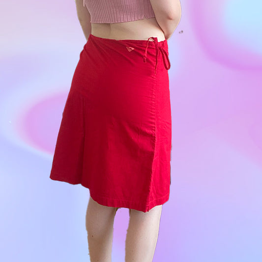 Vintage Y2K Roxy Hibiscus Red Midi Skirt