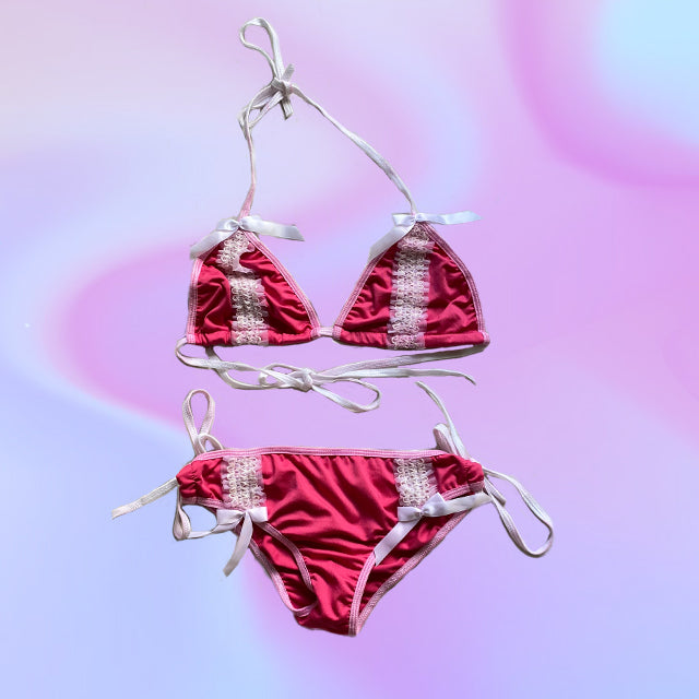 Vintage Y2K Pink Frilly Bikini