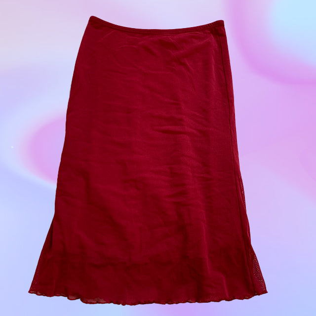 Vintage 90's Red Mesh Midi Skirt