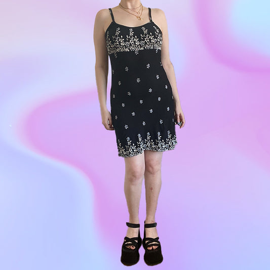 Vintage 90's Black Floral Dress