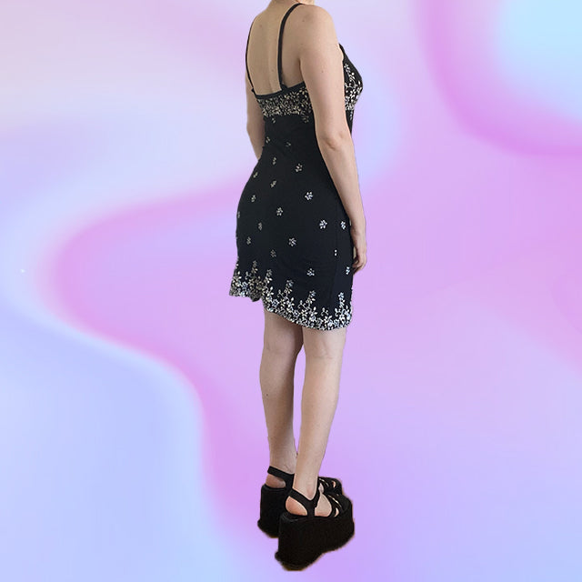 Vintage 90's Black Floral Dress