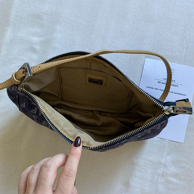 Vintage Fendi Zucca Denim Shoulder Bag