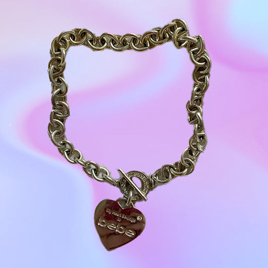 Vintage Y2K Bebe Silver Choker Necklace