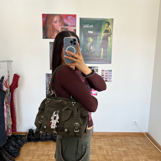 Vintage Y2K Cyber George Gina & Lucy Khaki Bowling Shoulder Bag