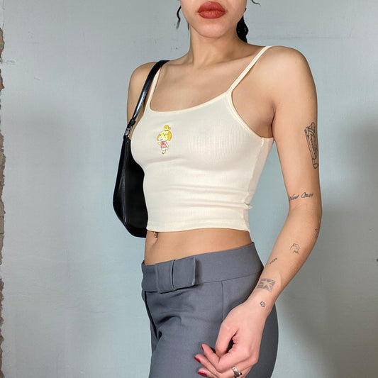 Vintage 2000's Animal Crossing Merch Beige Top with Character Print (S)