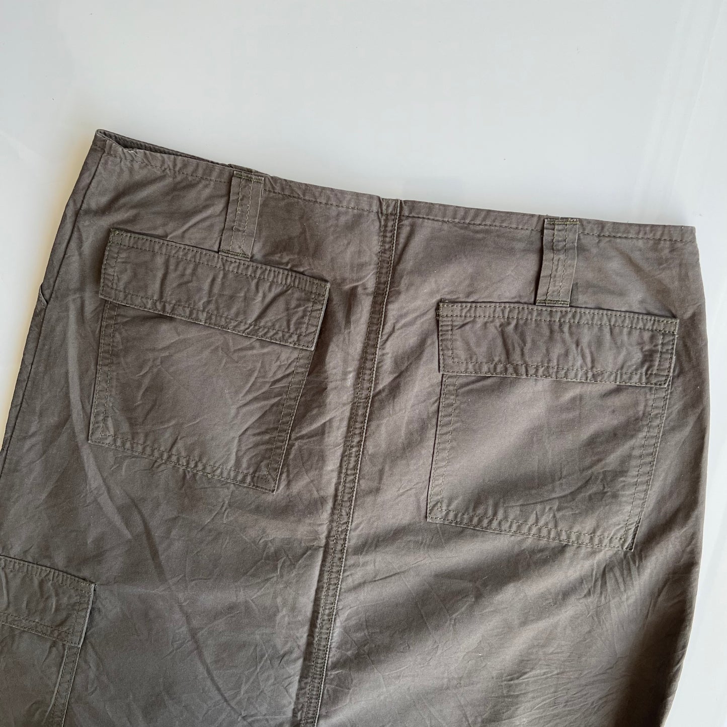 Vintage 90's Techwear Khaki Cargo Maxi Skirt (36 EU / UK 8 / US 4)