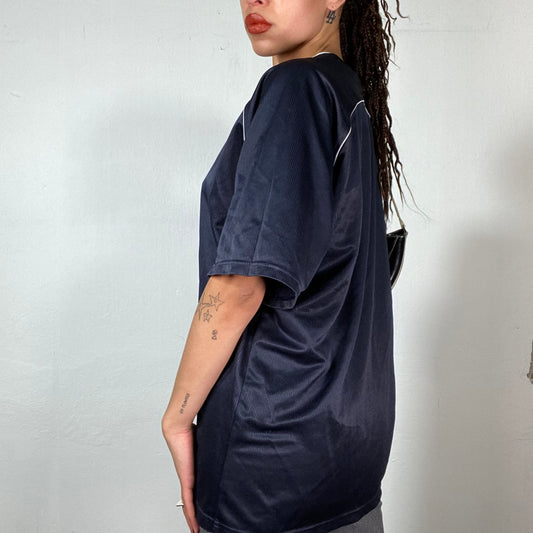Vintage 2000's Football Core Blue Oversized Sporty Tricot Shirt (XL)