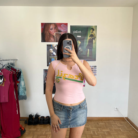 Vintage 90's Sporty Brazil Pink Baby Tee (S)