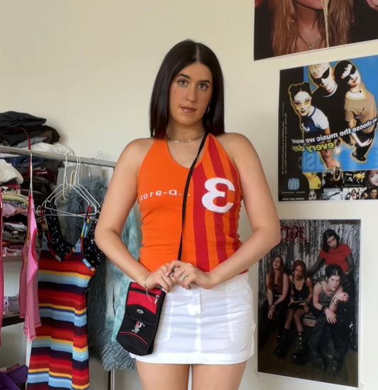 Vintage 90's Adidas Sporty Orange Halter Neck (S)