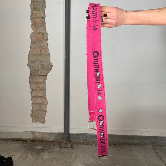 Vintage 2000's Grunge Pink Belt with Writing Print