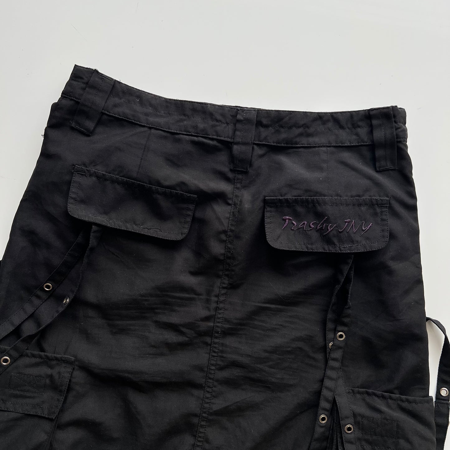 Vintage 90's Rave Goth Black Cargo Maxi Skirt (36 EU / 8 UK / 4 US)