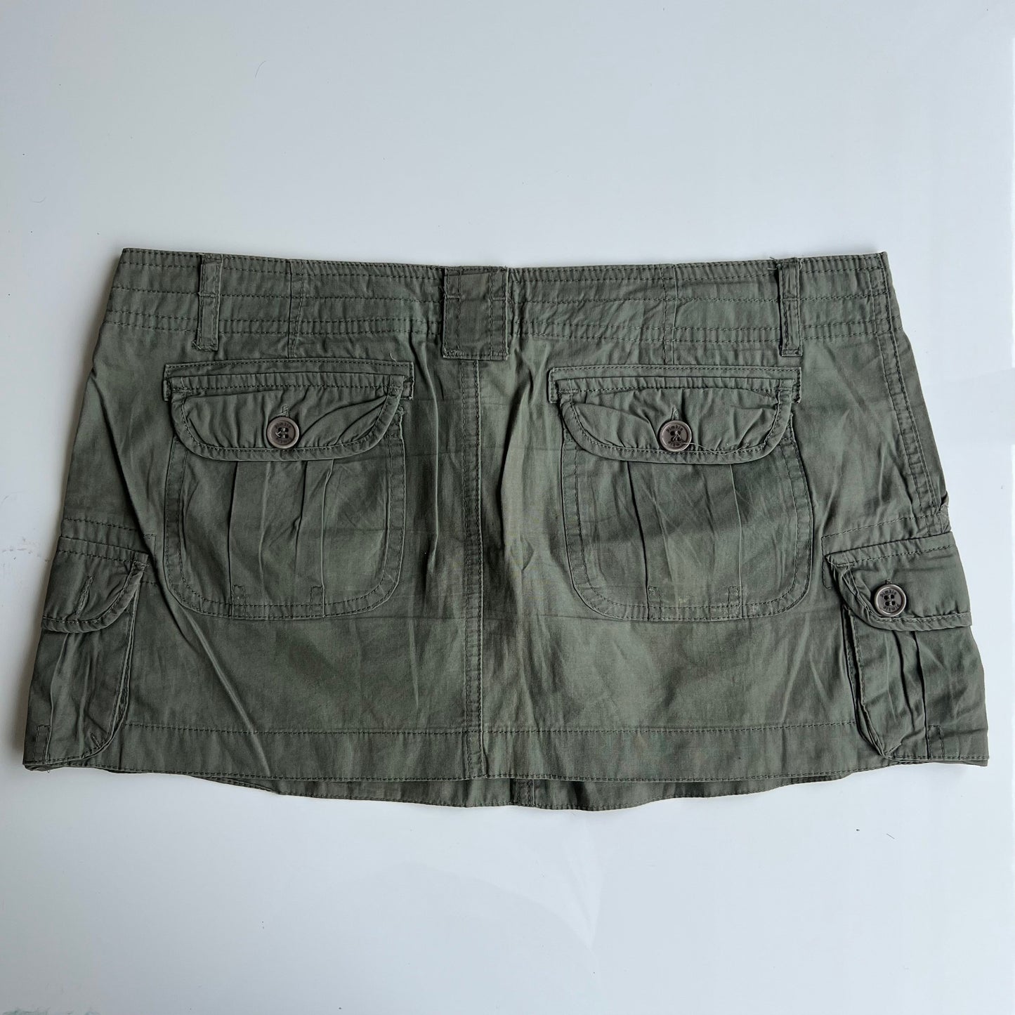 Vintage 90's Khaki Cargo Low Waist Mini Skirt (34 EU / UK 6 / US 2)