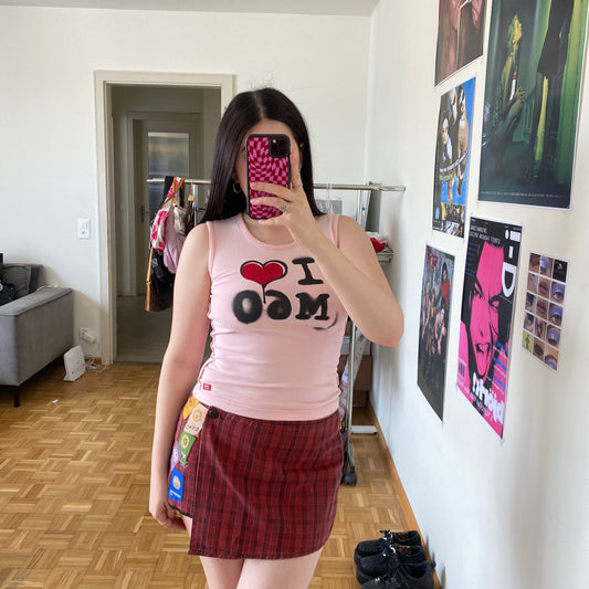 Vintage Y2K Grunge Red Plaid Micro Mini Skirt (36 EU / UK 8 / US 4)