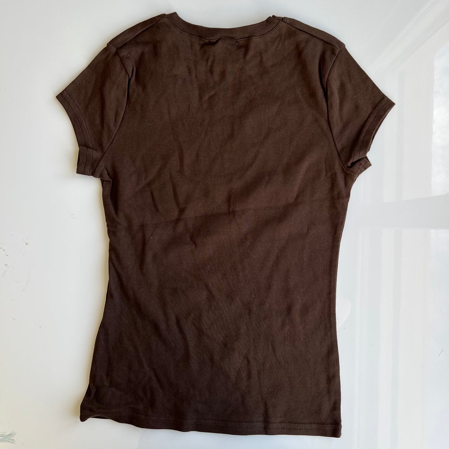 Vintage 90's Brown "Sexy Dangerous Intelligent" Graphic Baby Tee (M)