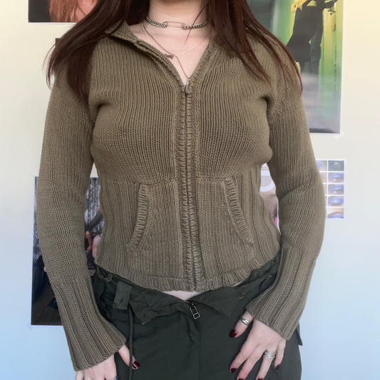 Vintage 90's Tan Knit Hoodie (S/M)