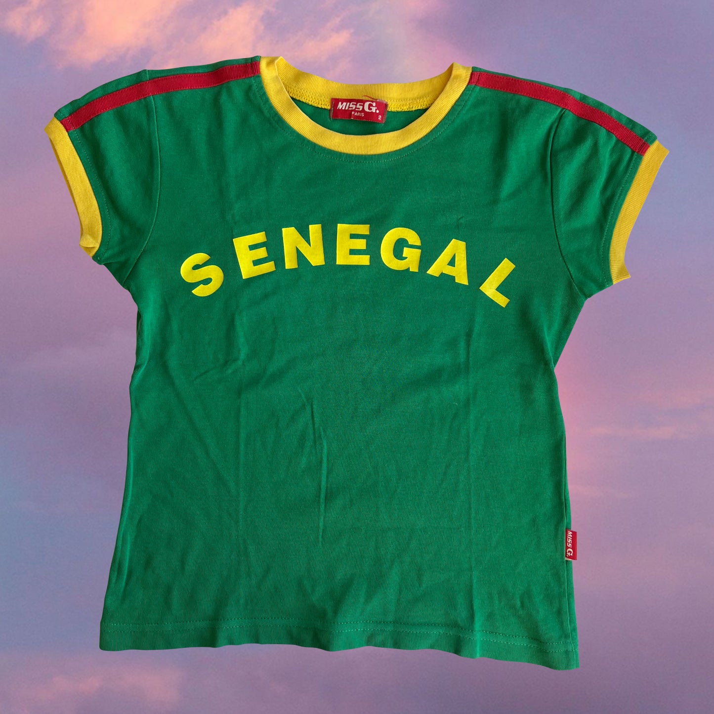 Vintage 90's Sporty Skater Senegal Flag Green Baby Tee (M)