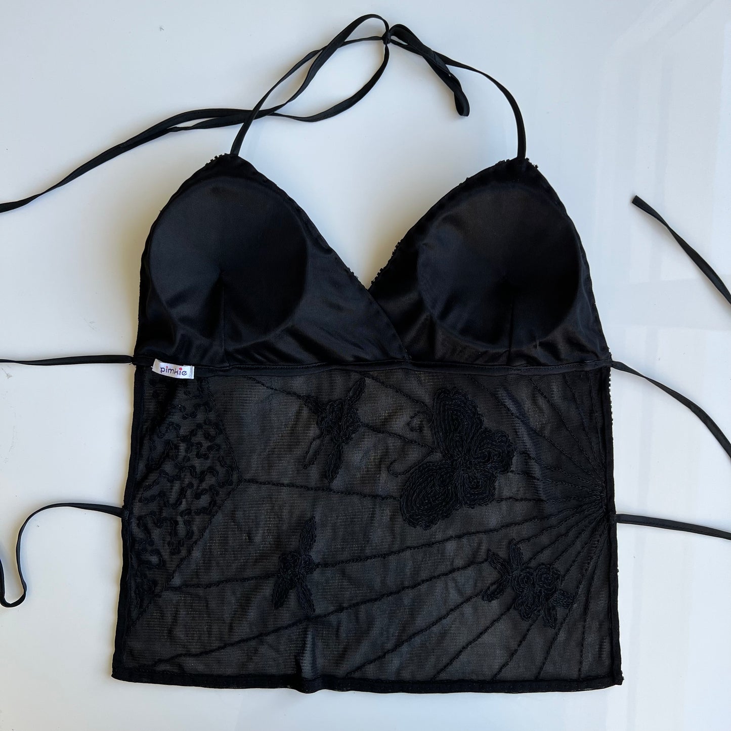 Vintage 90's Festival Black Backless Beaded Top (S/M)