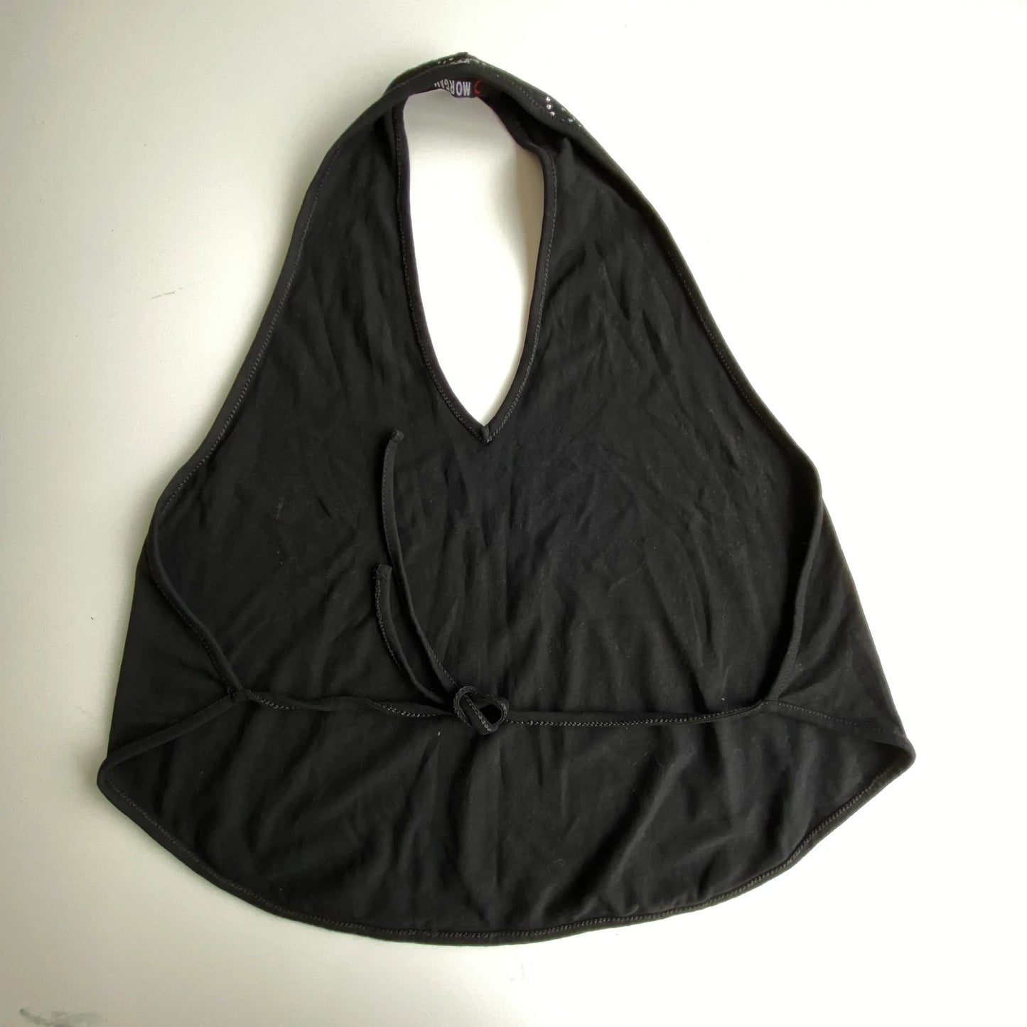 Vintage 90's Morgan de Toi Backless Halter Top with Purple Diamante Motif (XS/S)