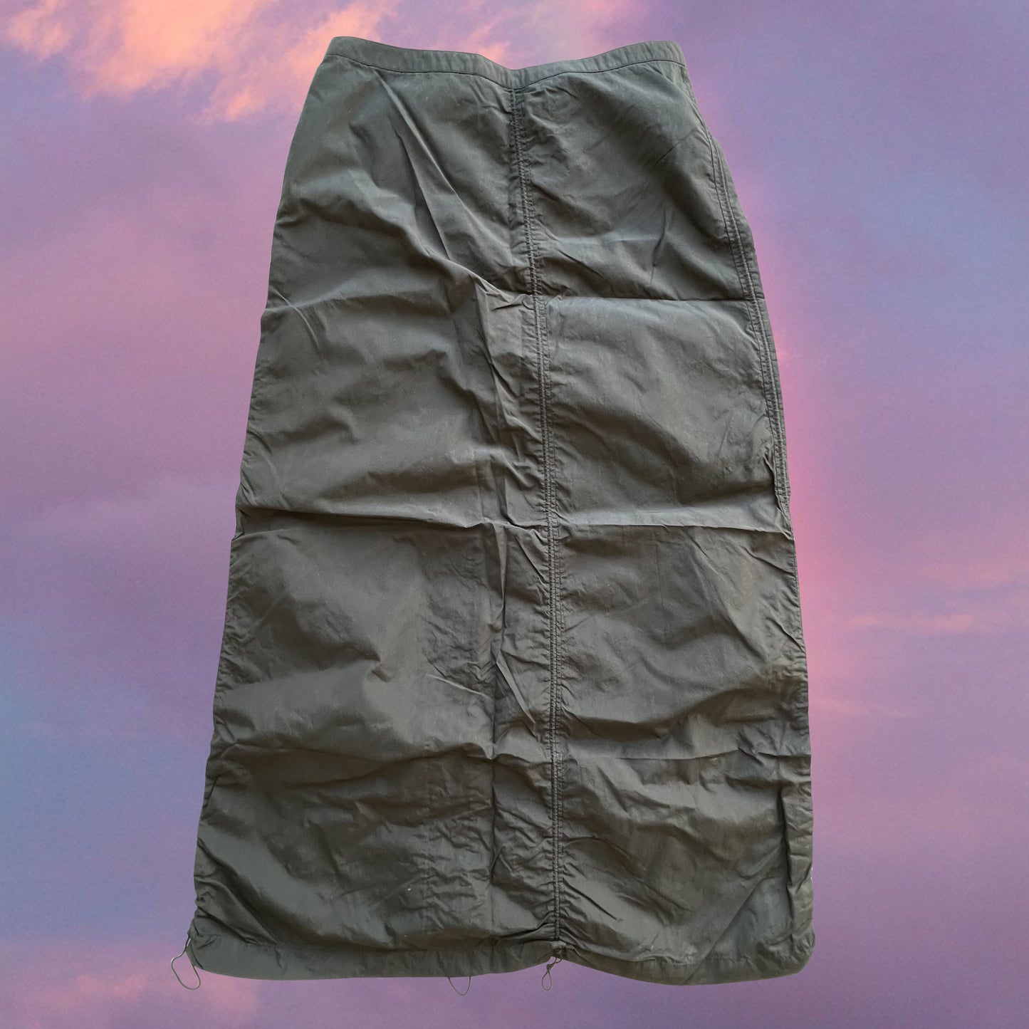 Vintage 90's Archive Miss Sixty Black Cargo Maxi Skirt with Drawstrings (36 EU / UK 8 / US 4)