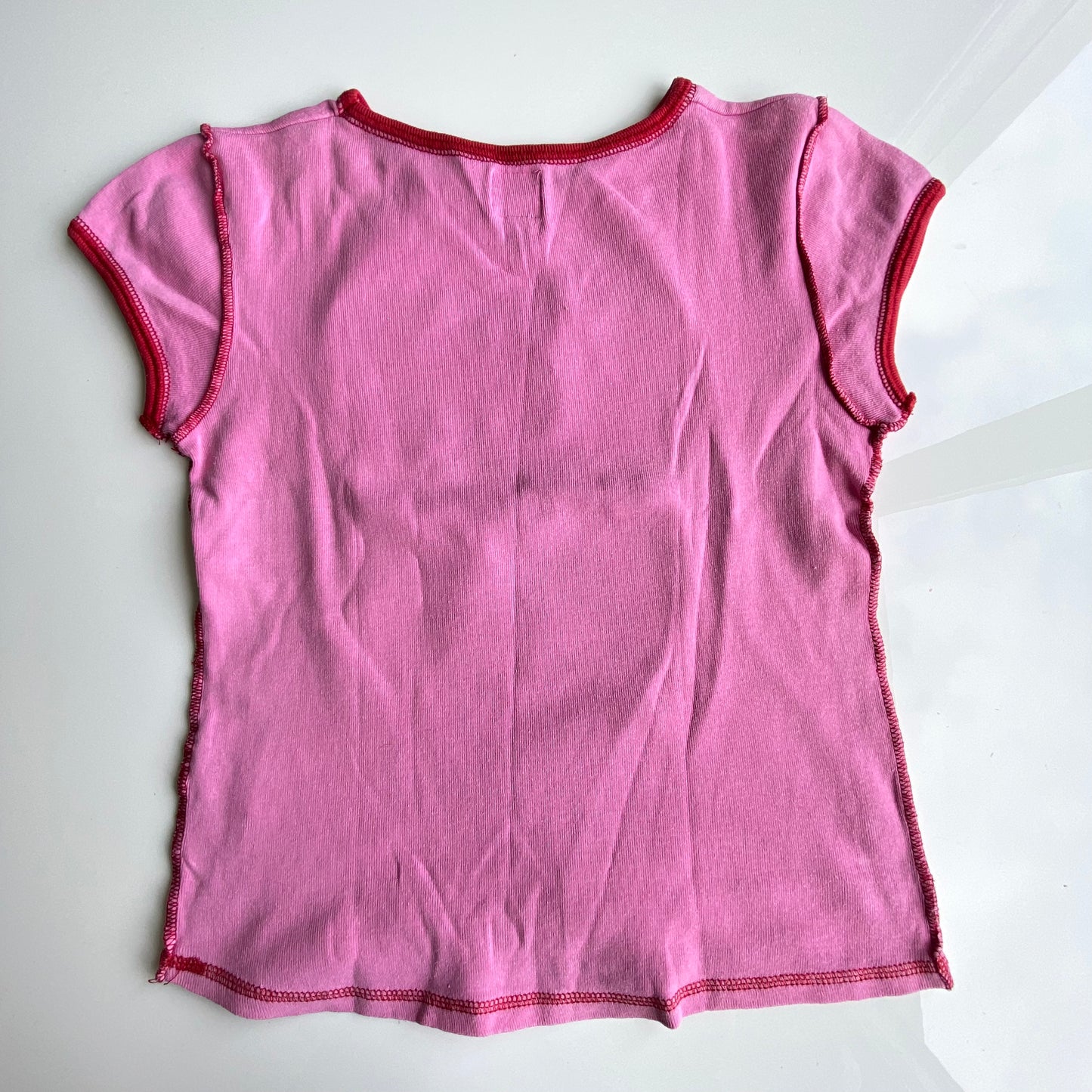 Vintage 90's "Hell Can Be Fun" Pink Baby Tee with Red Contrast Stitching (S/M)