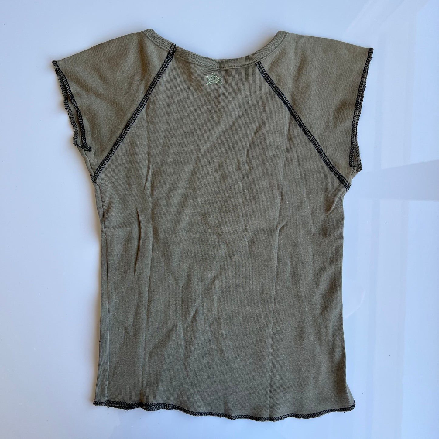 Vintage 90's Skater "Danger" Khaki Graphic Baby Tee (XS/S)