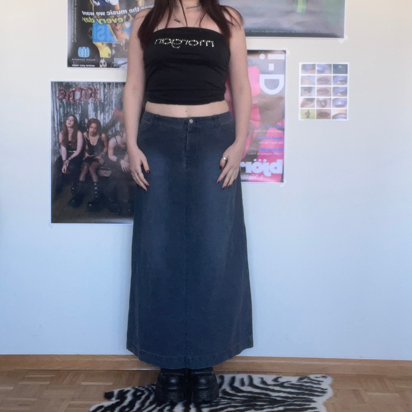Vintage 90's Low Waist Denim Maxiskirt (M/L)