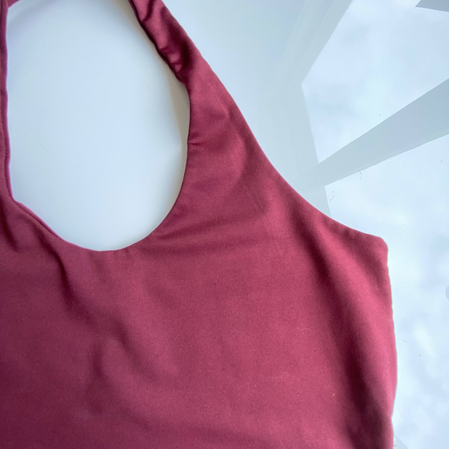 Vintage 90's Clubwear Bordeaux Backless Halter Top (M)