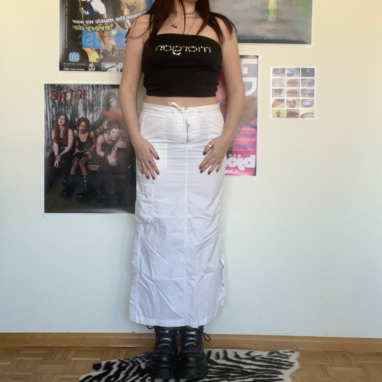 Vintage 90's White Cargo Maxiskirt (36 EU - UK 8 - US 4)