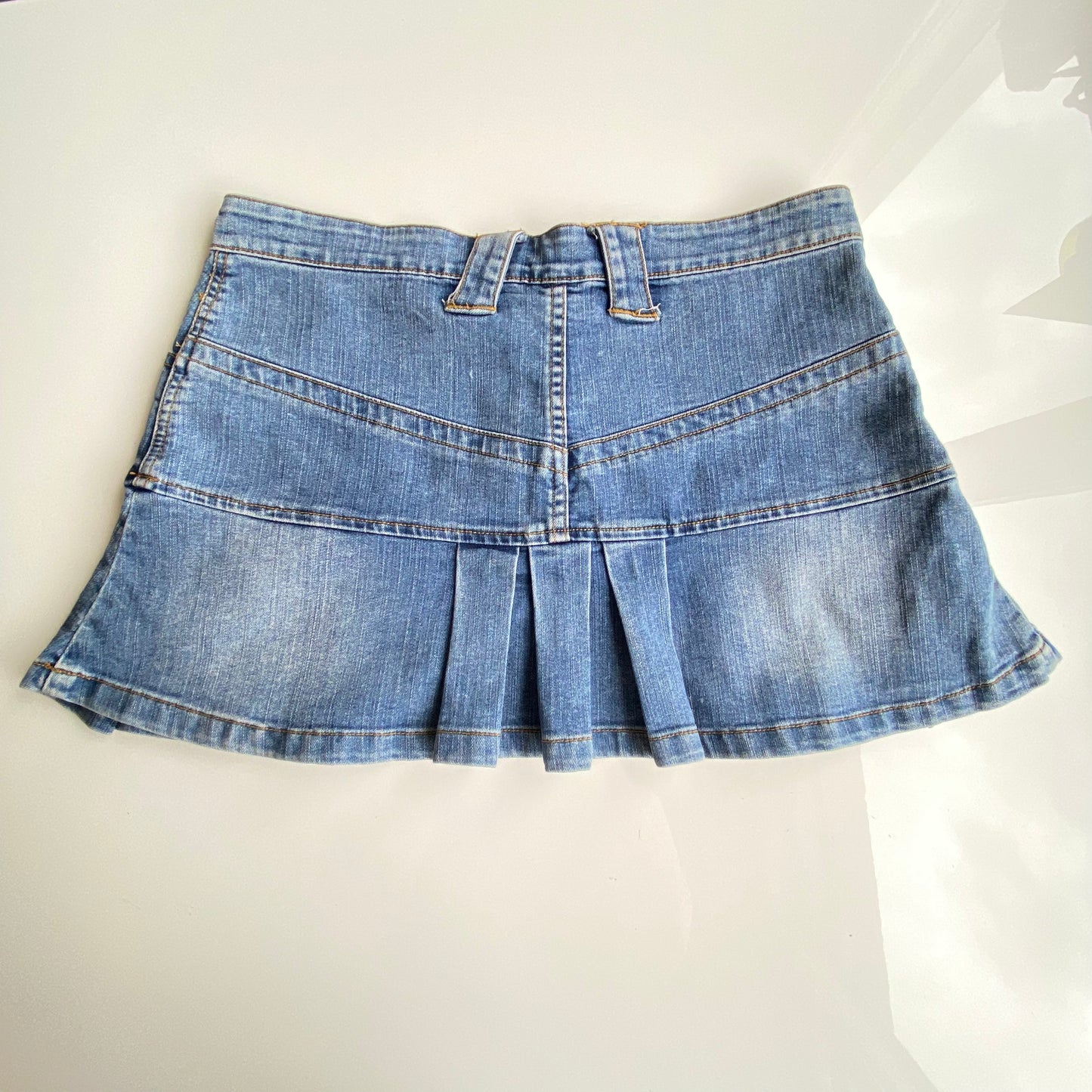 Vintage Y2K Morgan de Toi Low Waist Denim Pleated Mini Skirt (M)