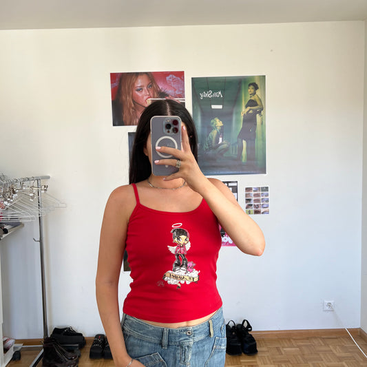 Vintage 90's Skater "1% ANGEL" Red Cami Top (S/M)