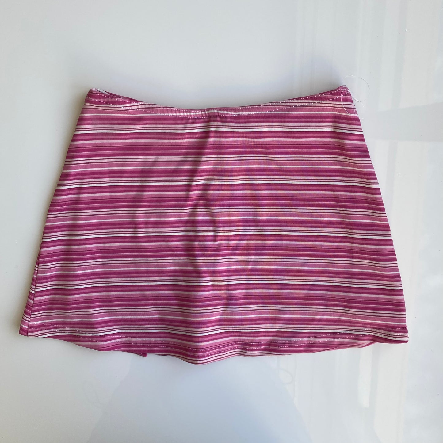 Vintage 90's Beachwear Pink Striped Mini Skirt with Shorts Underneath (XXS)